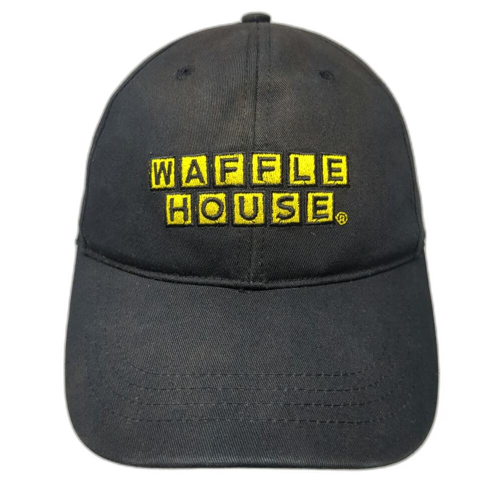 Waffle House Baseball Cap Black One Size Strapback Embroidered WH Logo Patch Hat